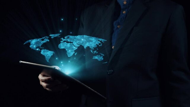 Business person innovates in currency exchange, blending finance with technology for smoother transactions. Elevates the money exchange experience, marking a new era in finance. UUID