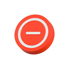 minus deleted icon 3d red color