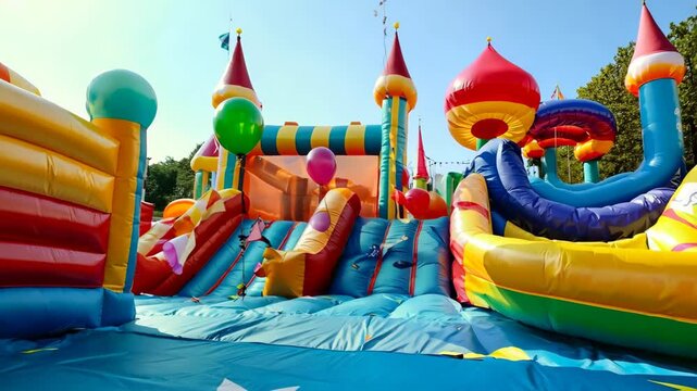 Children's birthday party with a bouncy castle, Video