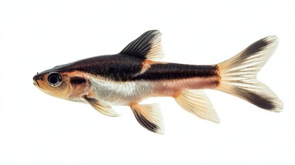 escolar reveals its striking coloration and distinct physical characteristics against a stark white background. Ideal for educational and informational purposes.