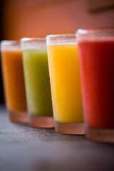 Vibrant Assortment of Fresh Fruit and Vegetable Juices