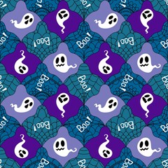 Halloween ghost seamless cartoon pattern for wrapping paper and fabrics