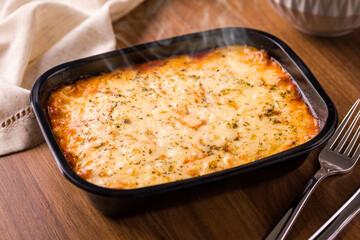 Delicious Homemade Baked Lasagna With Golden Cheese Topping