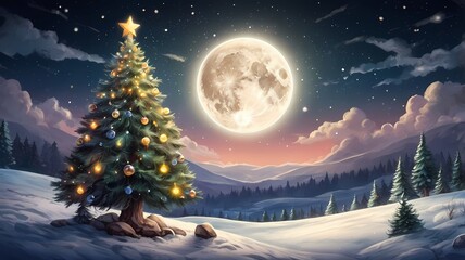 Naklejka premium Christmas, Christmas tree, background, 2024, 2025, new year, festival, type 000016