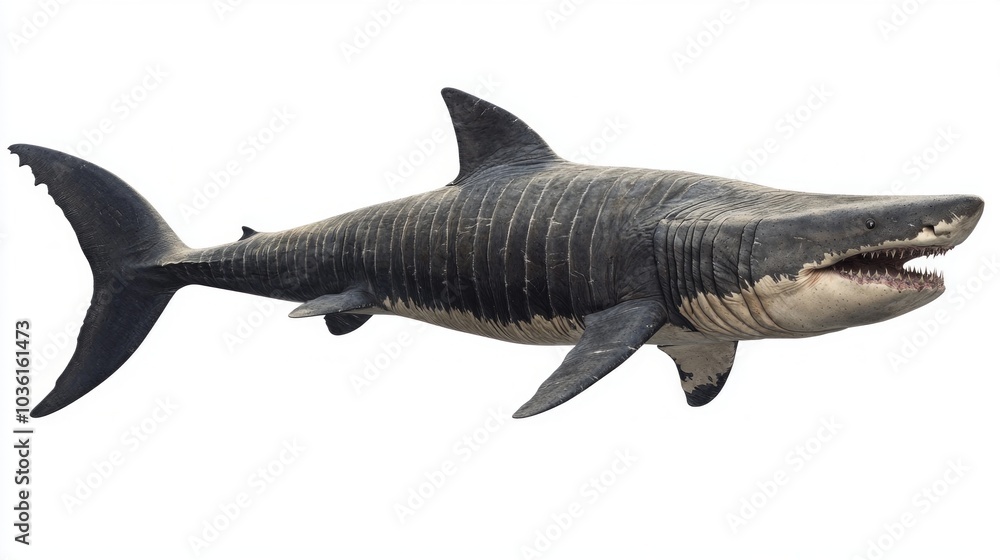 Poster basking shark swims effortlessly displaying its distinctive streamlined body and large mouth while g
