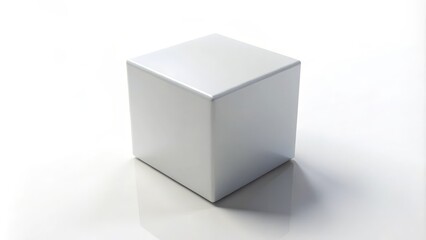 Fototapeta premium White cube is casting a reflection on a white background