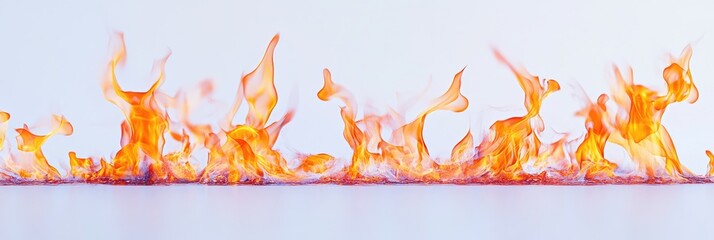 Fire on white background. Yellow and orange flame