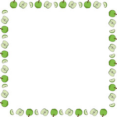 Obraz premium Square frame with fresh apples on white background.eps