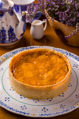 Elegant Tea Setting With Freshly Baked Pie and Lavender Decor