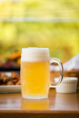 Refreshing Mug of Beer Outdoors in Sunny Setting