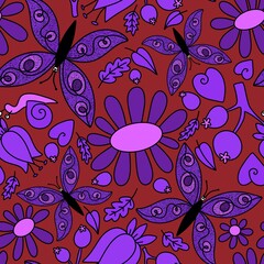 Abstract floral seamless retro flower pattern for fabrics and linens