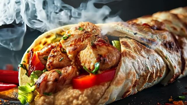 Chicken shawarma wrap with hummus, Video
