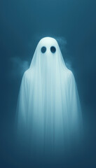 Mysterious ethereal presence a haunting ghostly figure enveloped in mystical fog and shadows