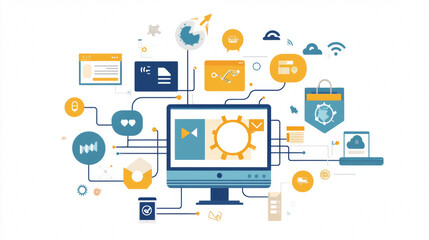 Fototapeta premium Marketing automation experts track how well the system works. They send out marketing messages and personalize them to each customer.