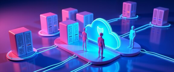 Visual representation of a secure data network, showcasing digital protection and communication systems with glowing nodes connected by lines. Ideal for concepts of cybersecurity and data sharing.