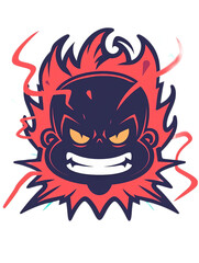 Bold Cartoon Character with Fiery Elements