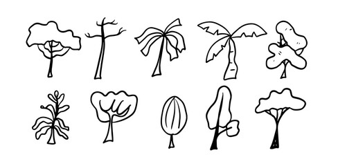 Tree Set Illustration | Minimalist Doodle Vector for Nature and Landscape Designs