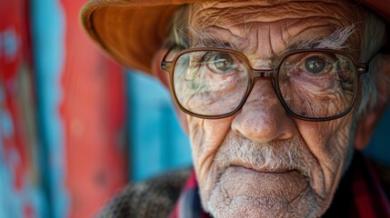 Against a spectrum of colors, a seasoned Asian man's contemplative pose reflects on a lifetime of achievements and aspirations
