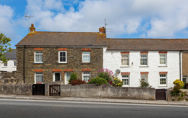 Old stone terrace houses typical in Cornwall
