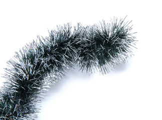 Christmas tinsel isolated on white background