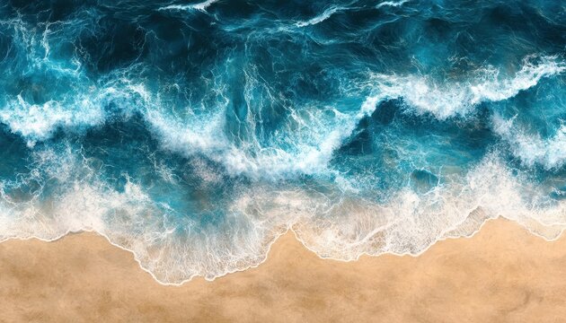 Waves gently crashing on a sandy beach during bright daylight
