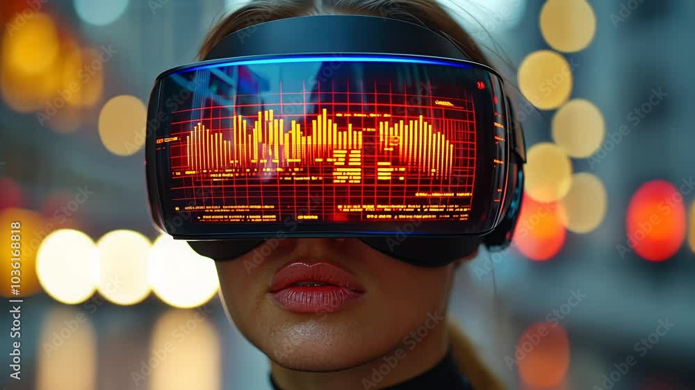 Poster explore how virtual reality transforms interaction as a woman engages with futuristic technology in 