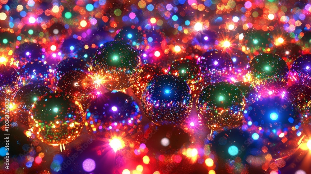 Poster vibrant and dazzling orbs of colorful light sparkle in a festive display capturing the essence of ce