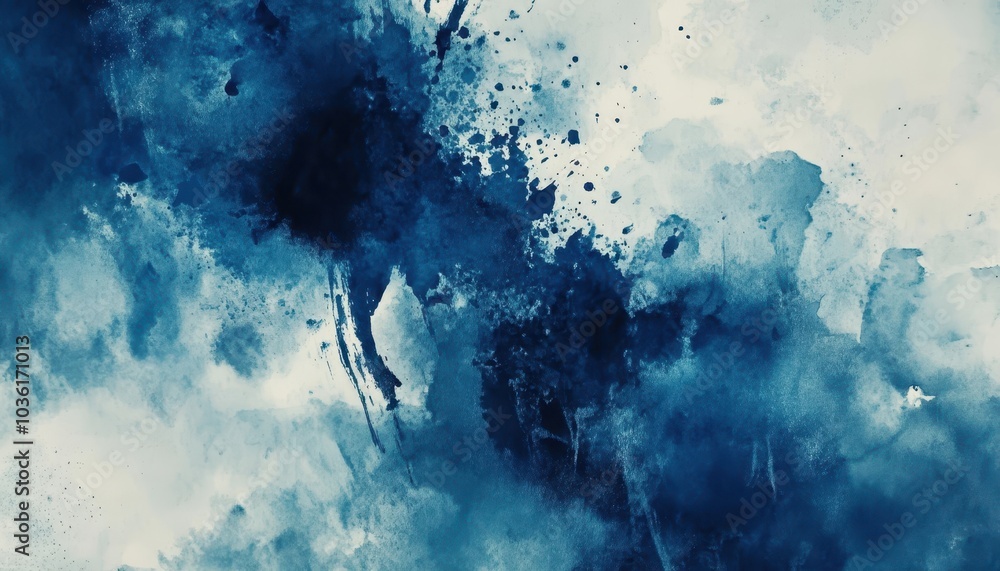 Poster abstract blue watercolor splash creating a dynamic and vibrant artistic expression