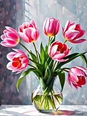 Bouquet of tulips in vase	