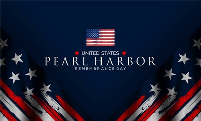 Pearl Harbour Rememberence Day  with US flag , vektor background banner .