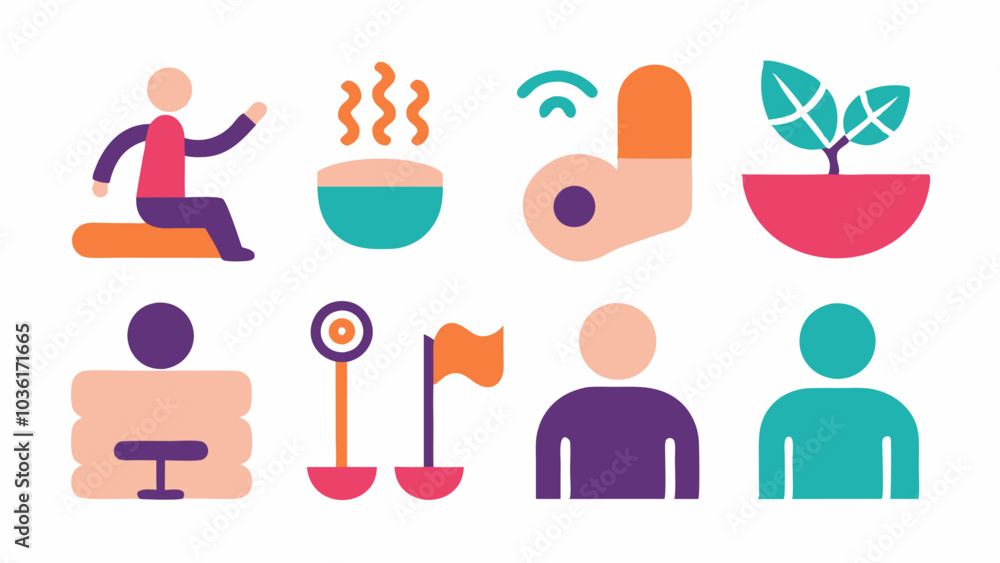 Poster visual cue symbols a collection of easytounderstand pictograms illustrating key aspects of sensoryfr