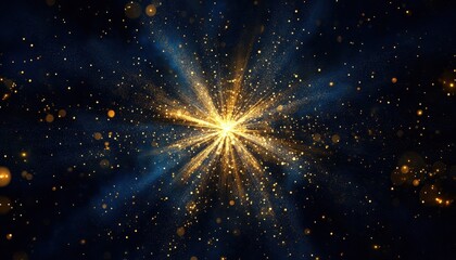 Starlike golden explosion filling the night sky in a dazzling cosmic display