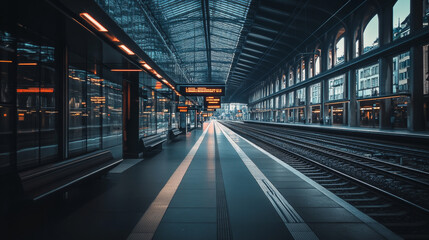 Naklejka premium The central train station in Zurich, Switzerland. You're looking at the platform.