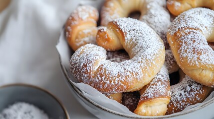 Vanilla crescents with powdered sugar