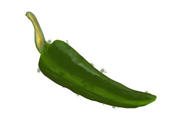 green chili pepper, isolated on a white background. Jalepeno Flat Design Vegetable Icon. Green Chili Pepper Illustration