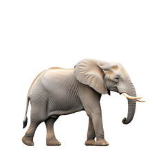 Fototapeta premium Elephant with tusks standing on a transparent background, showcasing its large grey body