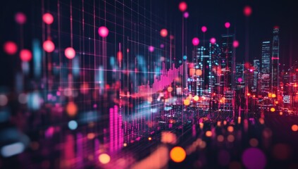 Obraz premium Cityscape with Technology Overlay