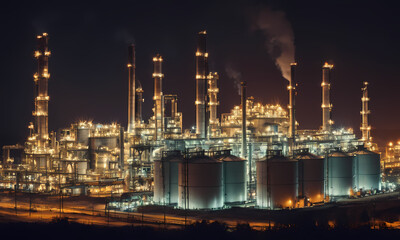 Fototapeta premium ixterior design of a factory at night Generated AI 