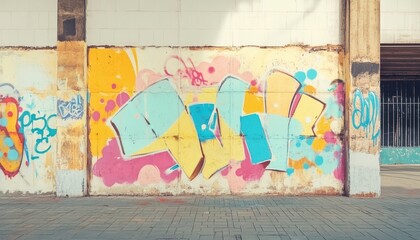 Vibrant street mural showcasing colorful graffiti art on urban wall