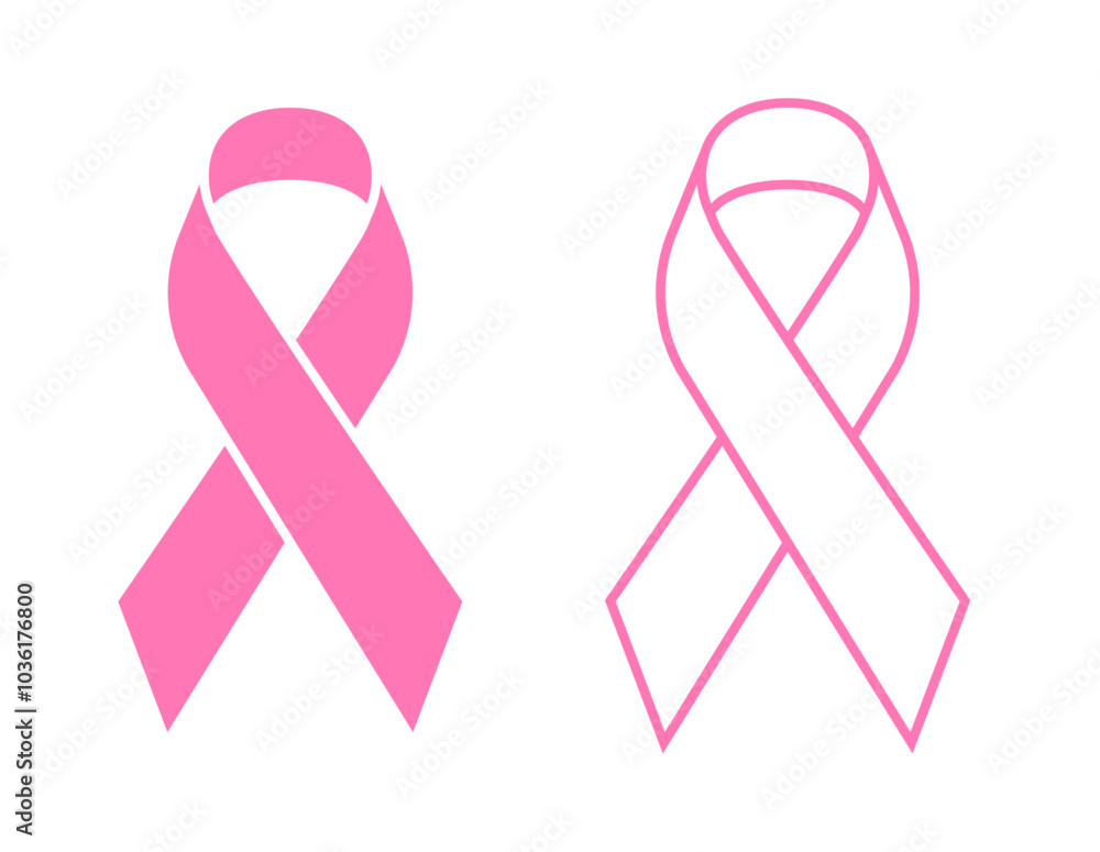 Wall mural Breast cancer awareness ribbon set