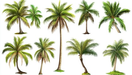Diverse palm trees showcasing various shapes and sizes in a sunny tropical setting