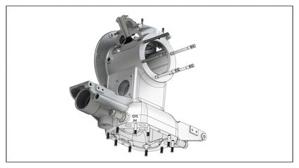 3D Rendered Rear Crankcase for Wright P-1 Cyclone Engine - High Precision Aerospace Component