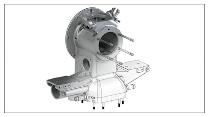 3D Rendered Rear Crankcase for Wright P-1 Cyclone Engine - High Precision Aerospace Component