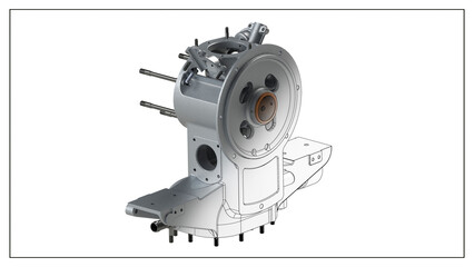 3D Rendered Rear Crankcase for Wright P-1 Cyclone Engine - High Precision Aerospace Component