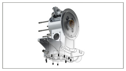 3D Rendered Rear Crankcase for Wright P-1 Cyclone Engine - High Precision Aerospace Component