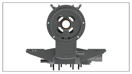 3D Rendered Rear Crankcase for Wright P-1 Cyclone Engine - High Precision Aerospace Component
