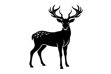 Vector cute cartoon Christmas animals set silhouette illustration.