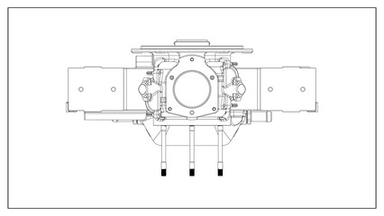 3D Rendered Rear Crankcase for Wright P-1 Cyclone Engine - High Precision Aerospace Component