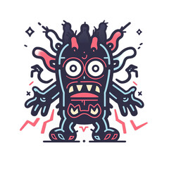 Colorful Cartoon Monster with Unique Features