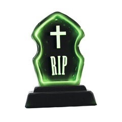 glowing gravestone tombstone with words rip on it,transparent background